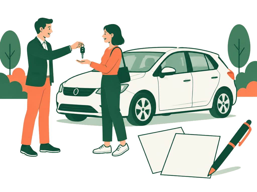 Illustration d’une remise de clés et des documents de vente